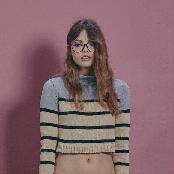 For Love And Lemons Sweaters - Knitz For Love and Lemons Mon Cheri stripe mock neck sweater Cream Grey Cotton